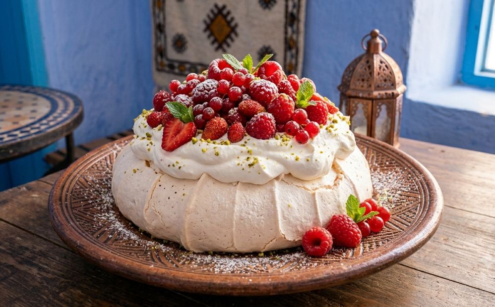 Pavlova à la fleur d'oranger et fruits rouges